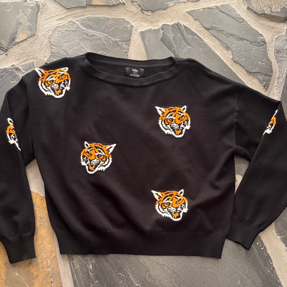 Dressed in Lala Black Sweater with Tigers